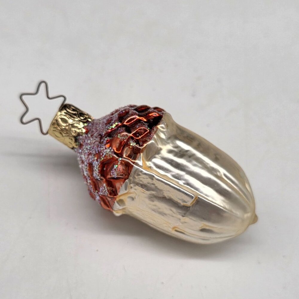 Inge Glas Acorn German Glass Christmas Ornament 2.5"